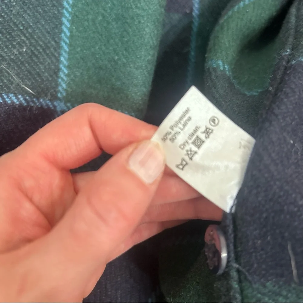 J. Crew plaid shirt jacket green size large